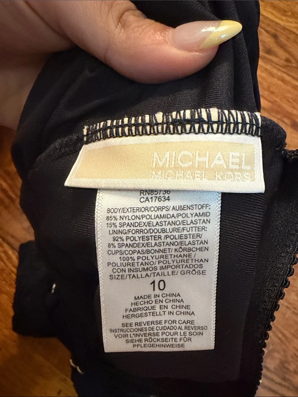 Michael Kors Navy-Black Ruched One-Piece Swimsuit